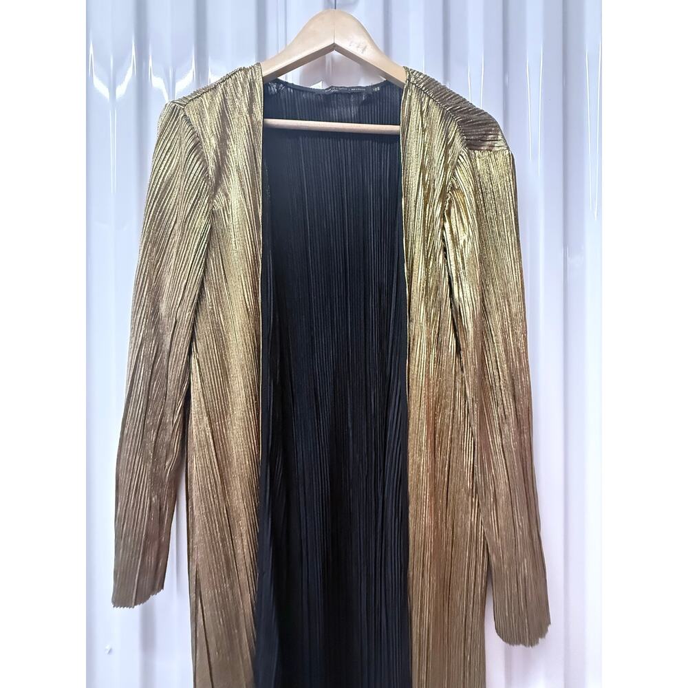 HOUSE OF HARLOW 1960 x Revolve gold open front metallic long duster Jodie jacket - Picture 4 of 11